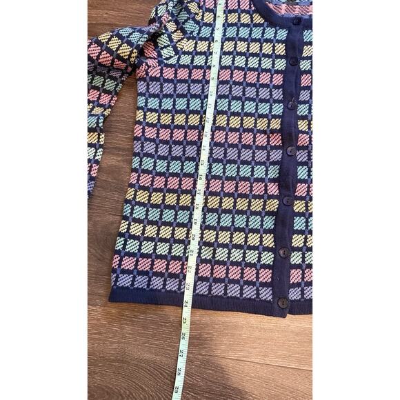 Appleseeds Womens Cardigan Size Large Pastel Print Knit Sweater 100% Cotton 1824 - Picture 5 of 8